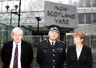 Photo of Boris Johnson, Paul Stephenson and Jacqui Smith