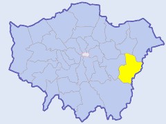 Map of London showing location of the London borough of Bexley