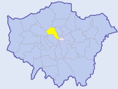 Map of London showing location of the London borough of Camden