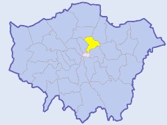 Map of London showing location of the London borough of Hackney