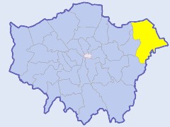 Map of London showing location of the London borough of Havering