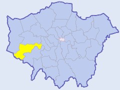 Map of London showing location of the London borough of Hounslow