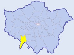 Map of London showing location of the London borough of Kingston upon Thames