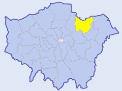Map of London showing location of the London borough of Redbridge
