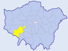 Map of London showing location of the London borough of Richmond