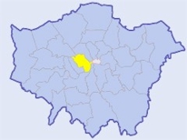 Map of London showing location of Westminster