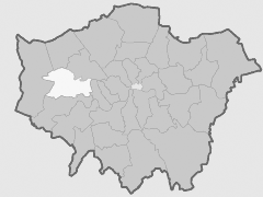 Map with London Borough of Ealing Highlighted