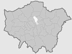 Map with London Borough of Islington Highlighted