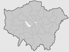Map with the Royal Borough of Kensington and Chelsea highlighted