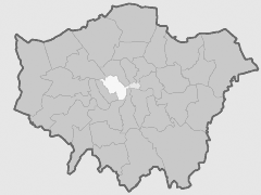 Map with the City of Westminster highlighted