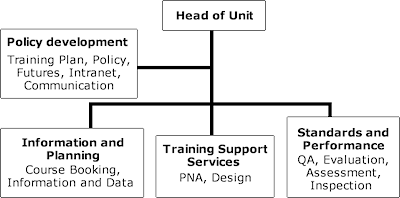 Chart showing the structure of the Training Standards Unit