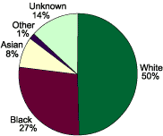 Pie chart - Breakdown of complainants by ethnicity 2001/2002