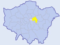 Map of London showing location of the London borough of Tower Hamlets