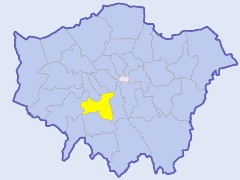 Map of London showing location of the London borough of Wandsworth